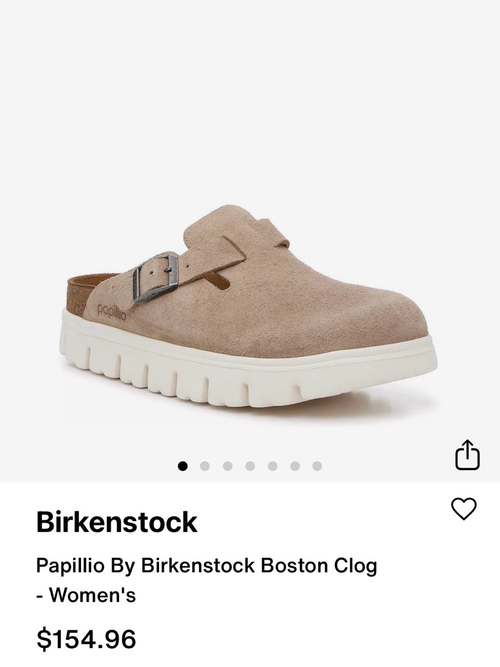 Birkenstock Papillio Boston Clog in Beige Suede